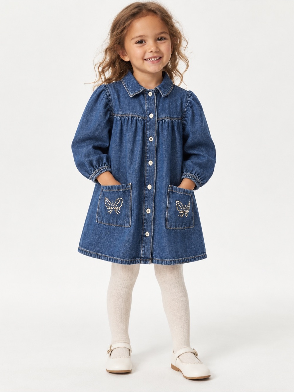 Marks & Spencer blue denim dress for girls ~ size 2-3